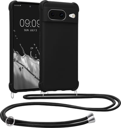 kwmobile telefoonhoesjegeschikt voor Google Pixel 8 - Hoesje van siliconen met telefoonkoord - In zwart