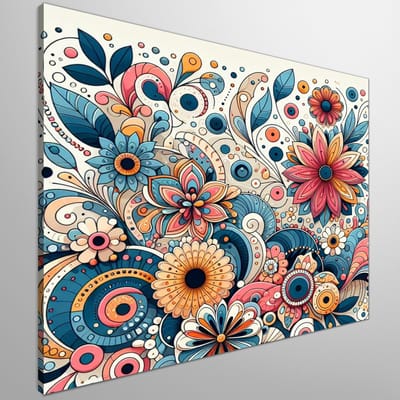 Abstract bloemen schilderij | Florale Fantasie: Een Abstracte Verbeelding van Kleurrijke Bloemenpracht | Kunst - 20x20 centimeter op Canvas | Foto op Canvas