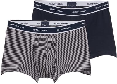Tom Tailor - Korte boxershorts in een set van 2 - Maat S/4 - blue-middle-stripes