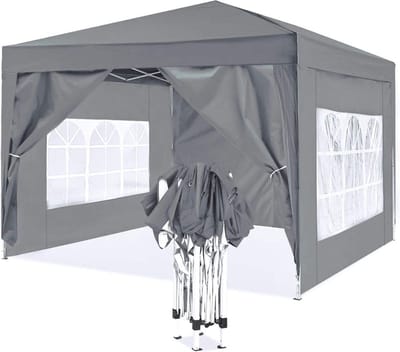 DailySupplies® Paviljoen - Easy up Partytent Opvouwbaar - Overkapping - 3x3m - Grijs
