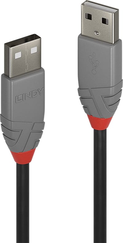 LINDY 36692 USB-kabel USB 2.0 USB-A stekker, USB-A stekker 1.00 m Zwart, Grijs