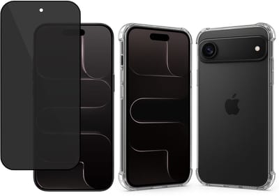 TechNow Hoesje + Privé Screenprotector geschikt voor iPhone 17 Air Hoesje Screenprotector - Privacy Tempered Glass - Case Transparant