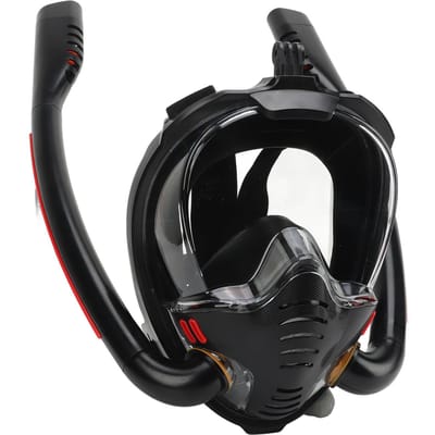 Masque de Snorkel Couvre-Visage Anti-Buée Vue Panoramique à 180 Degrés Réglable Snorkeling Couvre-Visage Intégral avec L XL