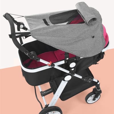 Universele zonnekap voor kinderwagen- UV-beschermend- zonwerend en waterdicht- met kijkvenster- afneembare regenbestendige zonnekap- zonnekap voor kinderwagen/riksja (kinderwagen niet inbegrepen).