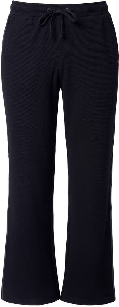 Ulla Popken - Dames - Joggingbroek ottoman wijde pijpen reflector - Zwart - Maat 42+