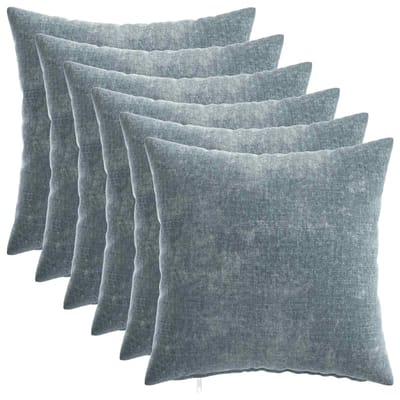 vidaXL - Kussensloop - 6 - st - HEERLEN - Lichtblauw - 30 - x - 30 - cm - Chenille - Stof