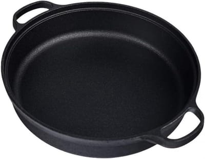 Gietijzeren Wokpan - Antiaanbak Pan - Lekker Koken - Universeel Fornuis - 35 cm - Zwart
