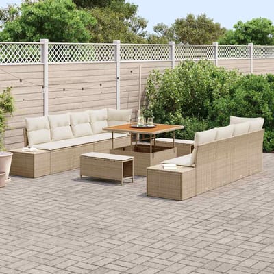vidaXL Tuinbank Set met kussen Beige 100 x 100 x 71 cm Poly rattan