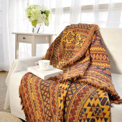 Retro Warme Bankhanddoek Europese Stof Bankstoel Deken Antislip Dubbelzijdig Bruikbare Bankhoes Jacquard Geometrie Bankhoes 130x180cm1pcs
