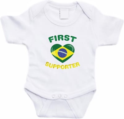 Wit First Brazilie supporter rompertje baby - Babykleding 56