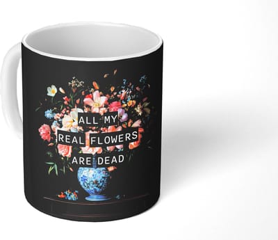 Mok - Koffiemok - Bloemen - Art - Pastel - Quotes - Mokken - 350 ML - Beker - Koffiemokken - Theemok - Mok met Tekst
