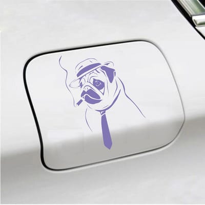 Bumpersticker - Hond Rokend - 10 X 13,6 - Paars