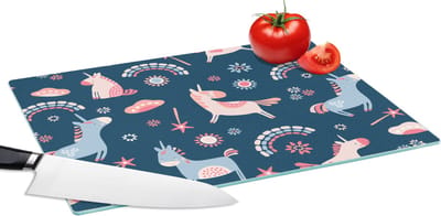 Glazen Snijplank - 39x28 - Unicorn - Regenboog - Patronen - Snijplanken Glas