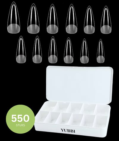 YUBBI Soft Gel Tips Medium Stiletto - Full Cover - Nageltips voor Gellak en Acryl - Plaknagels - 11 Maten - 550 Stuks