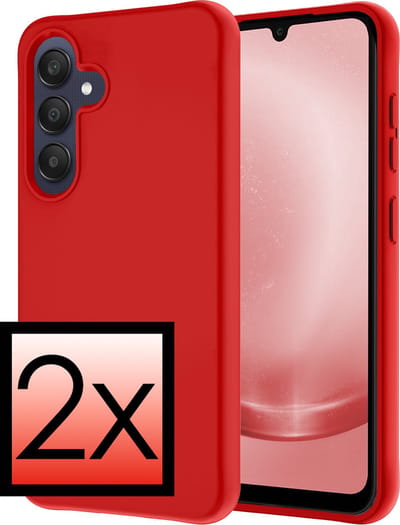 Hoesje - 2 Stuks - Geschikt voor Samsung Galaxy A25 - Sterk & Shockproof - Case Siliconen - Back Cover - Telefoon Hoes - Rood