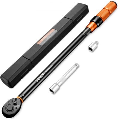 VEVOR Momentsleutel 1/2-Inch Aandrijving 40–400 Nm ±3% Nauwkeurigheid, Dubbele Schaalverdeling Cr-Mo Ratelkop Incl. Verlengstukadapter & Opbergkoffer voor Autoreparaties