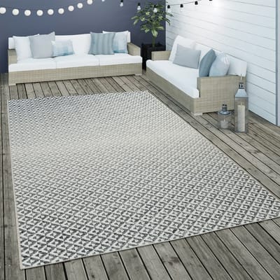 Paco Home Vloerkleed Van Platweefsel Voor Binnen En Buiten Ruitmotief Grijs 120x170 cm