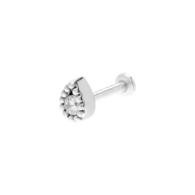 Lucardi - Dames Stalen helixpiercing met zirkonia - Piercing - Staal - Zilverkleurig