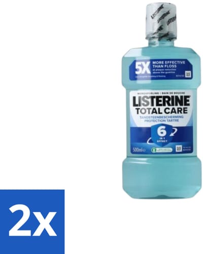 2 x Listerine – Mondwater – Total Care – Bescherming tegen tandsteen – 500 ml - Mondwater - Tandsteen - Tandenpoetsen - Mondhygiëne - Tandplak