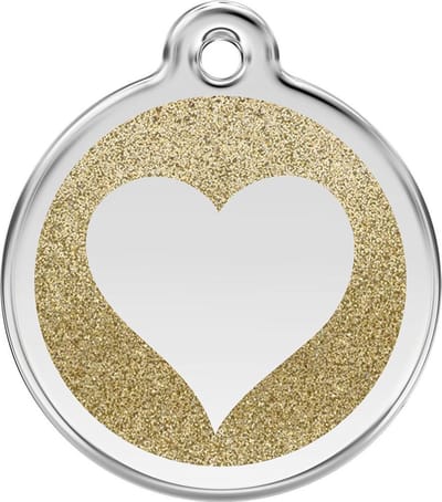 Red Dingo Hondenpenning 30 mm hart glitter goudkleurig