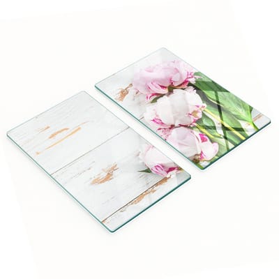 Multifunctionele decoratieve glazen borden met pioenprint 2x30x52 cm