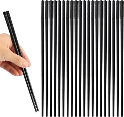Dailygoods - 10 Paar Eetstokjes Set van Glasvezel - Vaatwasmachinebestendig, Zwart
