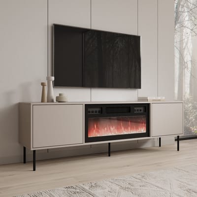 Meubella - Dimora - TV-Meubel met sfeerhaard - Beige - 183x40x60 cm