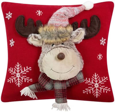 Knitted Rudolf 2 kussen rood 40x40cm