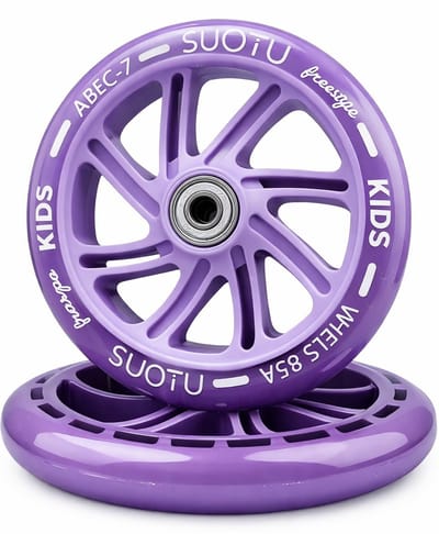 Suotu wielenset voor Stuntstep/Kinderstep - 2 Stuks - 145mm Lichtgevende Wielen - Paars