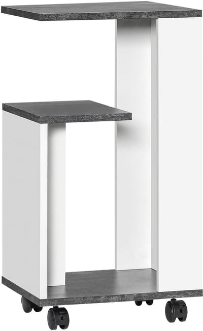 HOMCOM Nachtkastje Spaanplaat 35L x 29,5B x 65,5H cm Grijs+Wit