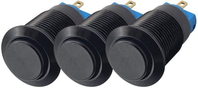 ProRide Mini Pulsschakelaar Normally Open - 12mm Metaal - 12V/24V - Bolle Knop - Zwart - 3 stuks