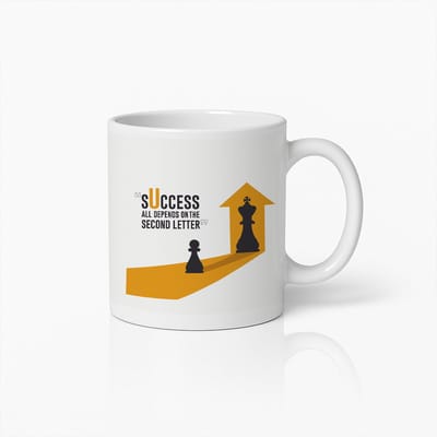 Motiverende Schaak Mok 330ml – Succes Hangt af van de Tweede Letter Koffiebeker – Inspirerend Cadeau voor Werk en Studie