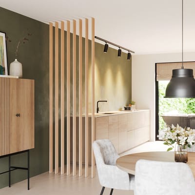 Roomdivider Lat Eiken 274,5 cm – Inclusief Montageset – Houten Lat 18x80 mm – Voor Lattenwand / Scheidingswand – Per stuk