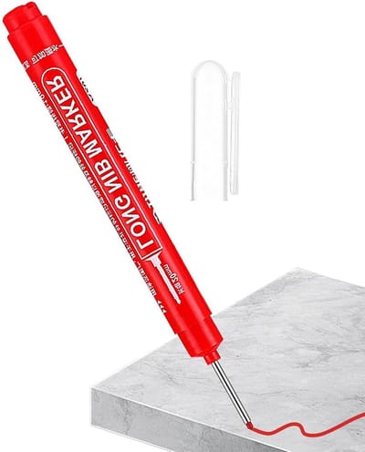 Diepgatmarker - Timmerman pen - Markeren voor boren - Lange punt - 20 mm punt - Rood
