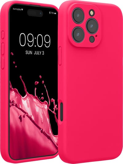 kwmobile telefoonhoesje geschikt voor Apple iPhone 16 Pro Max - TPU backcover met siliconen coating - Smartphone case in neon roze