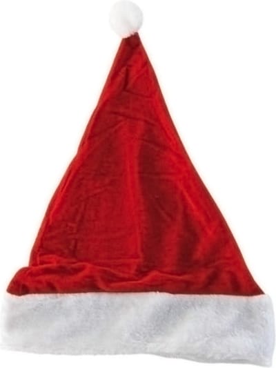 Pluche Kerstmuts rood met pompon rood met wit 30 x 45 cm