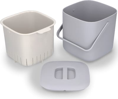 Afvalbakje aanrecht met deksel en binnenemmer 2.6L - Keuken compostbak - Compostemmer gft - Groenafval - Afvalemmer