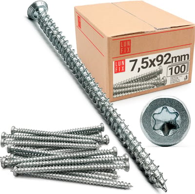 LUN FIX - Raam schroef - 7,5x92mm - Verzonken kop - 100 stuks - Venster