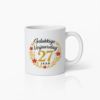Elegante 27e Verjaardagsmok - "Gelukkige Verjaardag 27 Jaar" Bloemendesign - Perfect Cadeau Voor Verjaardag