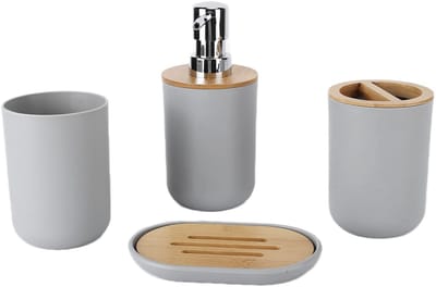 Dailygoods- Badkameraccessoireset 4-delig - Zeepdispenser - Tandenborstelhouder - Tandenborstelbeker - Zeepbakje - Duurzaam en elegant - Badkamerset