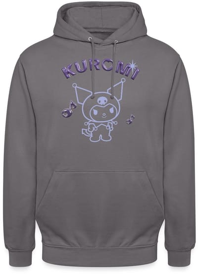 Kuromi Omtrekontwerp Met Paarse Chrome Letters Hoodie Unisex