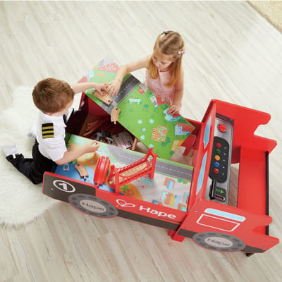 Hape No.1 Engine Table - Opvouwbare Treintafel met Geluid en Licht, 24-delig, 3 Jaar+