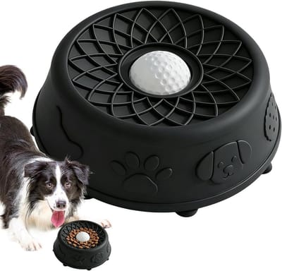 Anti-schrokbak Honden - Langzame voerbak - Gezond Eten - Zuignap Stabiliteit - 18 x 18 x 7 cm - Zwart