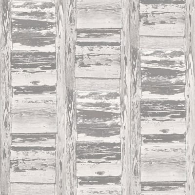 Homestyle - Behangpapier - Oude Balken - Behang - Lichtgrijs - 0,53 x 10 M.