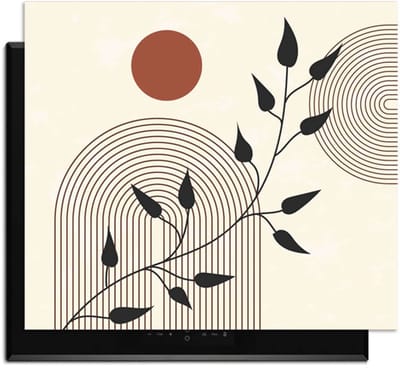 KitchenArt - Red Sun Branch - 52x35 cm - Kookplaat Beschermer - Luxe Afdekplaat Inductieplaat - Anti-slip & Oprolbaar - Beschermmat Inductiekookplaat
