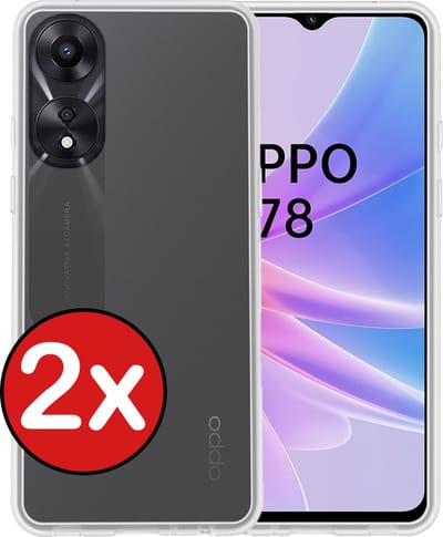 Hoesje - 2 Stuks - Geschikt voor OPPO A78 5G - Sterk & Shockproof - Telefoonhoes - Back Cover - Case Siliconen - Telefoon Hoes - Transparant
