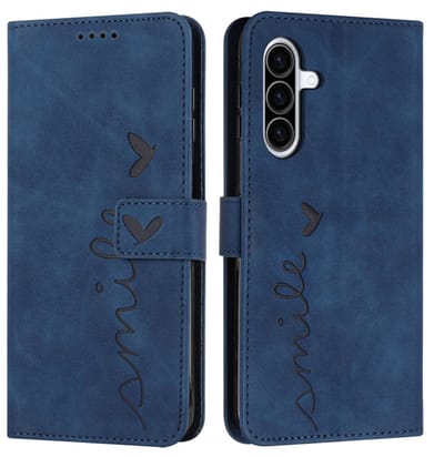 Coverup Hoesje - Geschikt voor Samsung Galaxy A56 Hoesje - Coverup Smile Book Case - Blauw