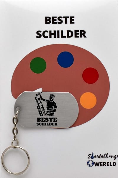 schilder Sleutelhanger inclusief kaart – schilder cadeau – schilder- Leuk kado voor je vriend om te geven - 2.9 x 5.4CM