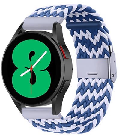 By Qubix - geschikt voor Huawei Watch GT 6 / GT 7 - 41mm - Braided nylon bandje - Blauw / wit gestreept