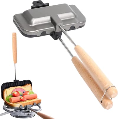 Tosti-ijzer Dubbelzijdig - Panini Maker - Broodjes Bakken - Verwijderbare Platen - 20x20 cm - Zwart